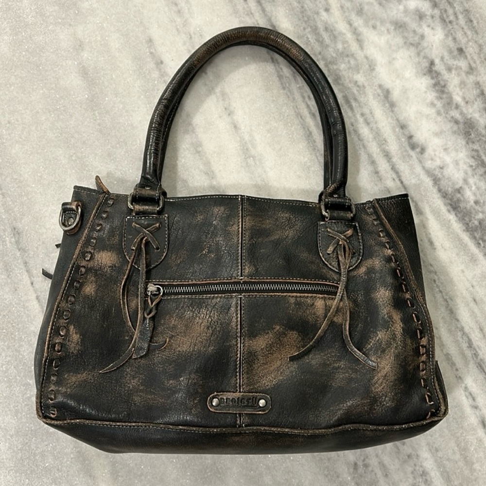Bed Stu Rockababy Distressed Black Hand Wash Leather Purse Bag